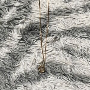 Gold Tone Cube Pendant Necklace Modern Minimalist Fashion Jewelry‎